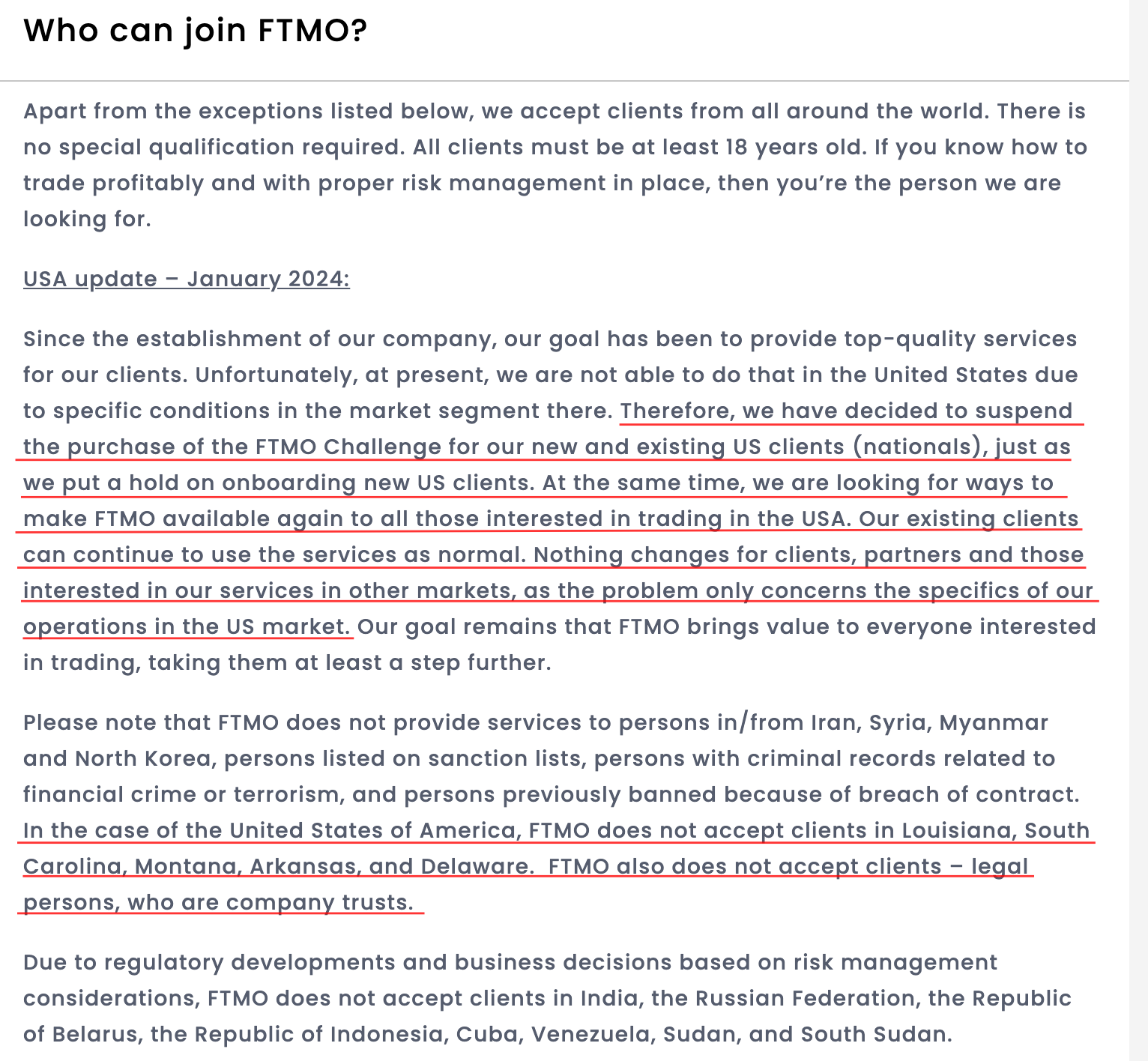 [Nóng] Quỹ cấp vốn FTMO vừa quyết định cấm thị trường hàng đầu thế giới