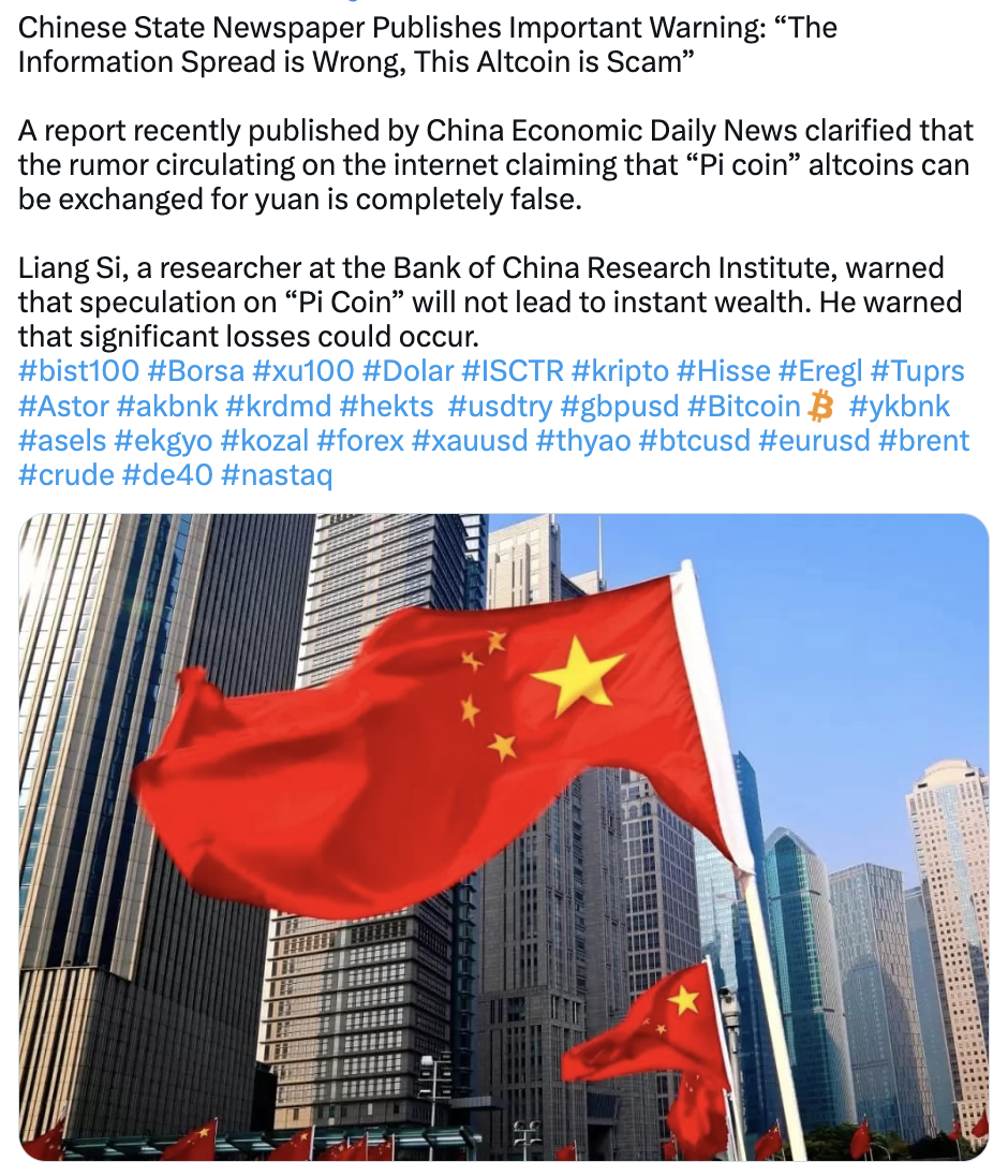 Báo Nhà nước Trung Quốc đăng cảnh báo quan trọng: “Thông tin lan truyền là sai, Picoin là lừa đảo”