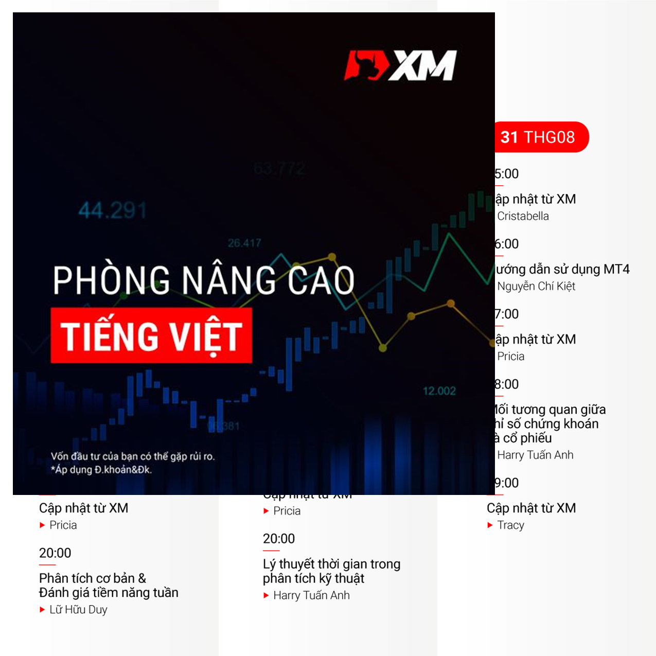 Lịch học trực tuyến MIỄN PHÍ của XM Việt Nam