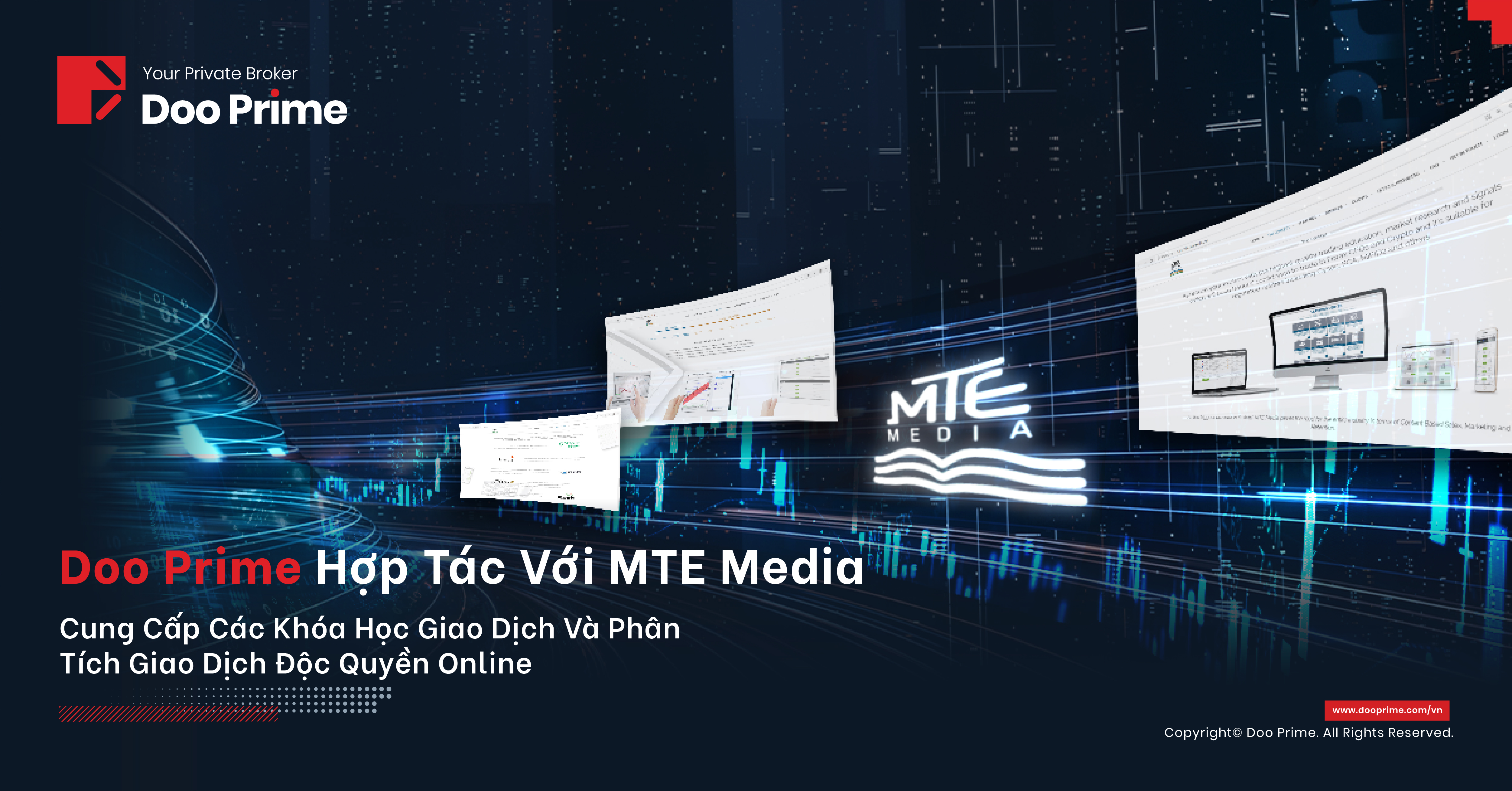 Doo Prime hợp tác với MTE Media để cung cấp các khóa học giao dịch trực tuyến độc quyền và phân tích