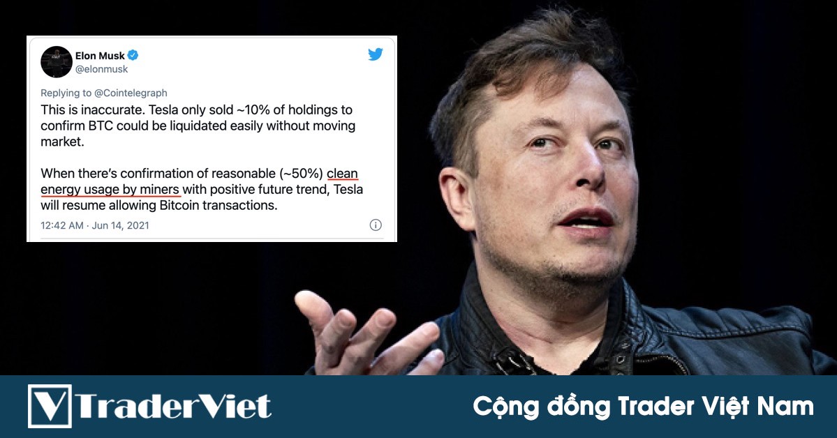 Tin nóng tài chính đầu ngày 14/06 - Elon Musk khiến Bitcoin vượt lên trên $39.000 với dòng tweet "xanh rờn"