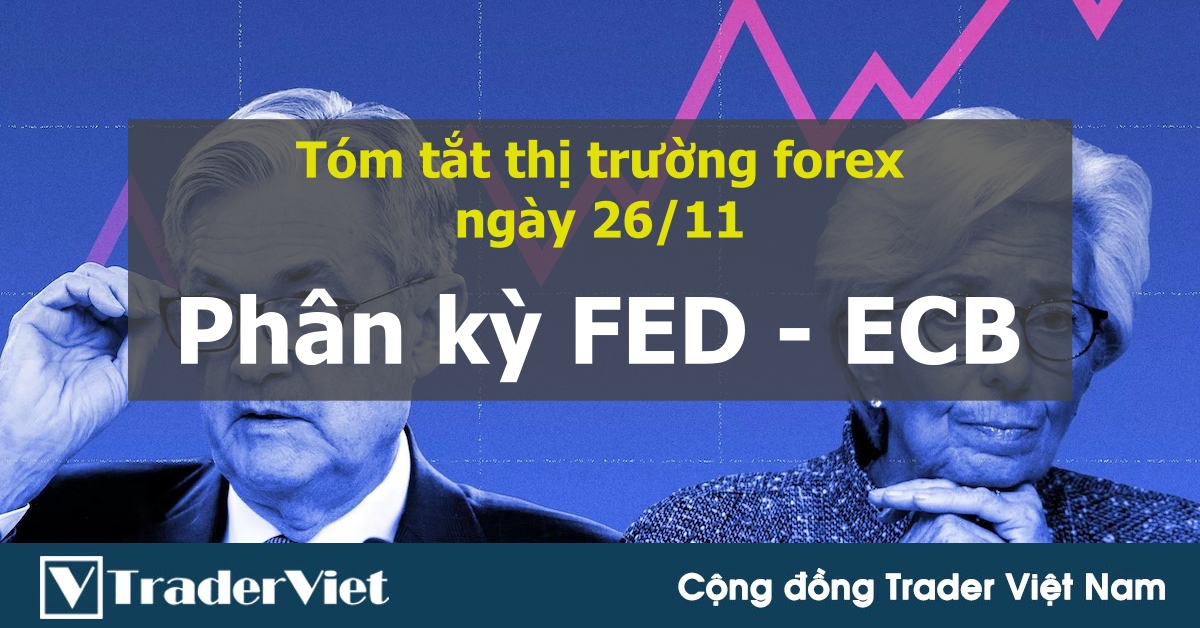 Tóm tắt diễn biến thị trường sau phiên Mỹ - đầu phiên Á ngày 26/11: Sự phân kỳ giữa FED và ECB